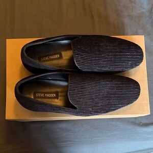 Steve Madden Black Corduroy Slip-On Loafers